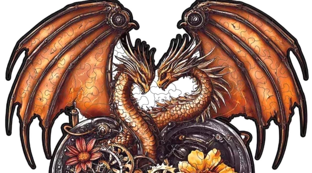 Puzle de Halloween de madera, dragón mecánico en forma de corazón, diversión para Halloween o fiestas, Steampunk, 5 mm de grosor extra, conservar como decoración de pared