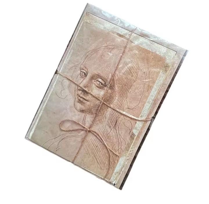 2 Pack Decorative Paper, Leonardo da Vinci Sketches, Gift wrap Renaissance Art, Decor, 30 Sheets Total in Double Set, 13x18 cm each