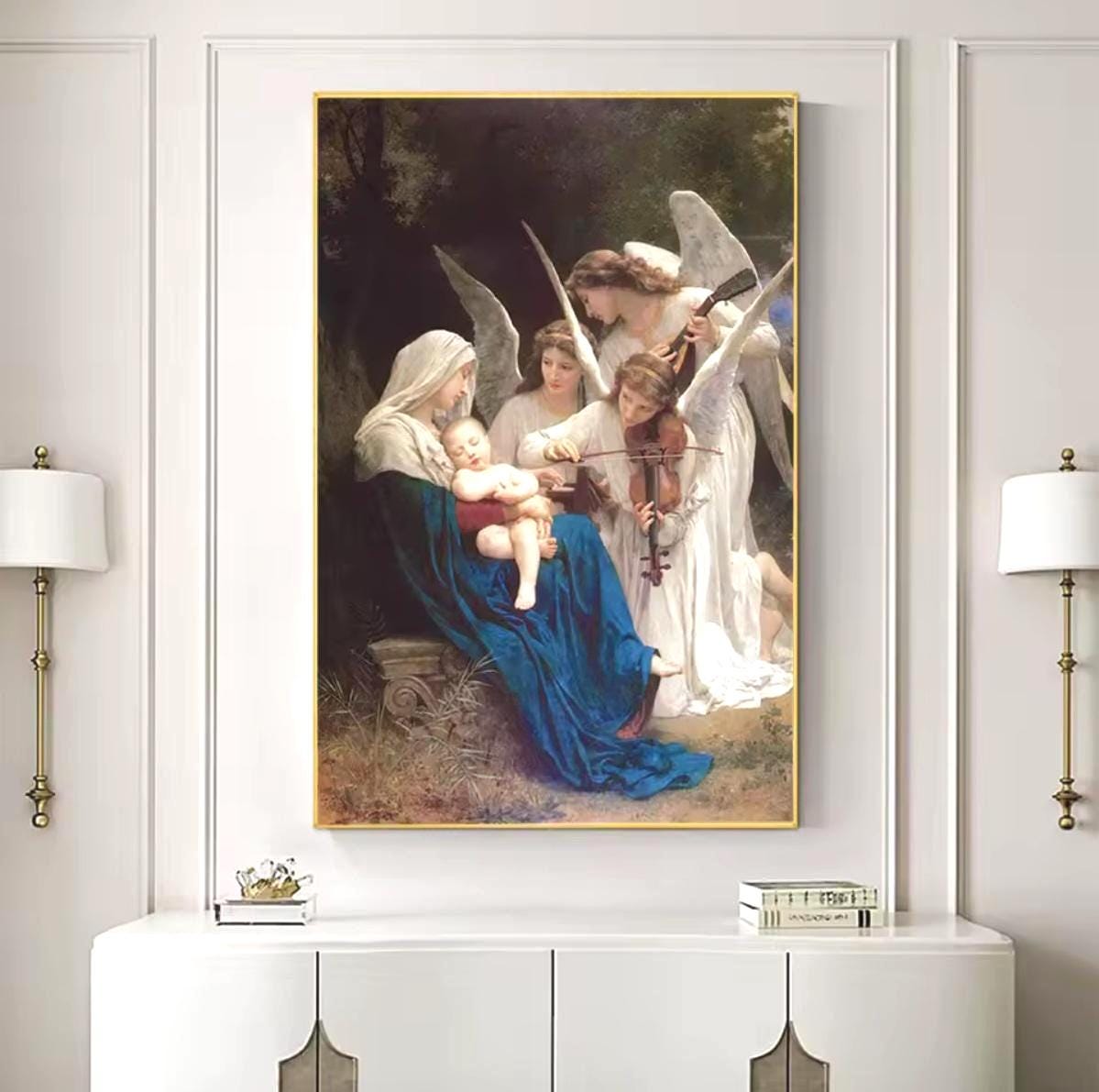 Kit de punto de cruz impreso, Madonna y Niño Angélicos, Bordado DIY sobre Aida 11CT, 30x40 o 50x64 cm, Clásico
