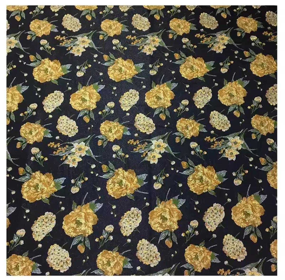 Tela, Brocado de seda dorado Jacquard, Teñido en Hilo, Traje de Vestir Chaqueta para Coser DIY, Collages, Manualidades con Tela, 1.53 m de Ancho, Se Vende por Metro