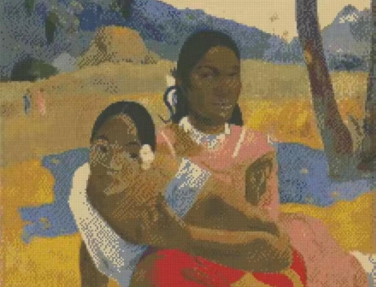 Embroidery DIY Kit, Paul Gauguin Masterpiece Painting, Printed Cotton Canvas, Cross Stitch Aida 14CT, 40x50 cm, Gift or Decor