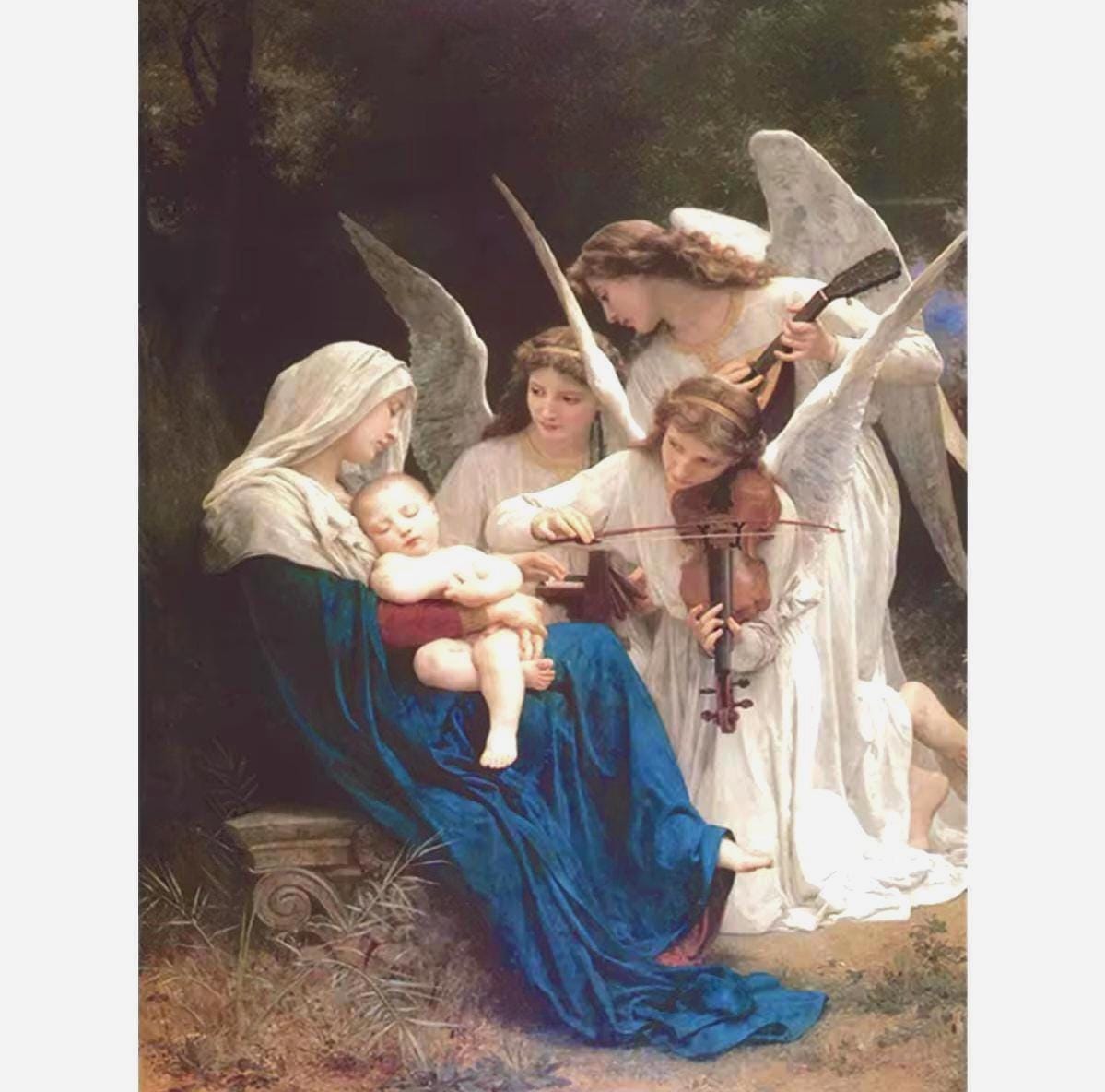 Printed Cross Stitch Kit, Angelic Madonna & Child, DIY Embroidery on Aida 11CT, 30x40 or 50x64 cm, Classical
