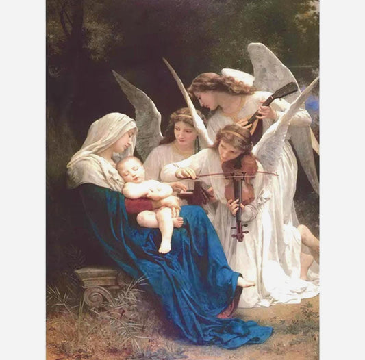 Printed Cross Stitch Kit, Angelic Madonna & Child, DIY Embroidery on Aida 11CT, 30x40 or 50x64 cm, Classical