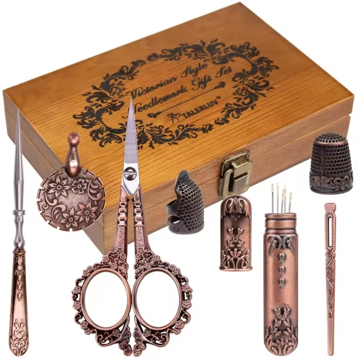 Load video: Vintage sewing tools in wood box