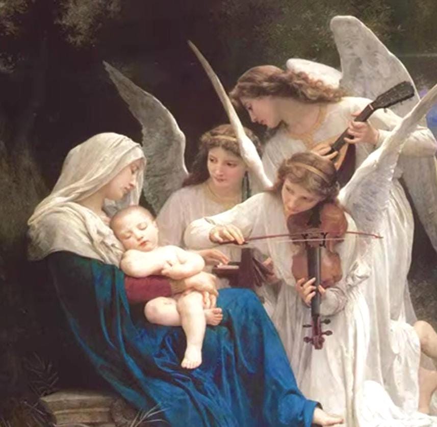 Printed Cross Stitch Kit, Angelic Madonna & Child, DIY Embroidery on Aida 11CT, 30x40 or 50x64 cm, Classical