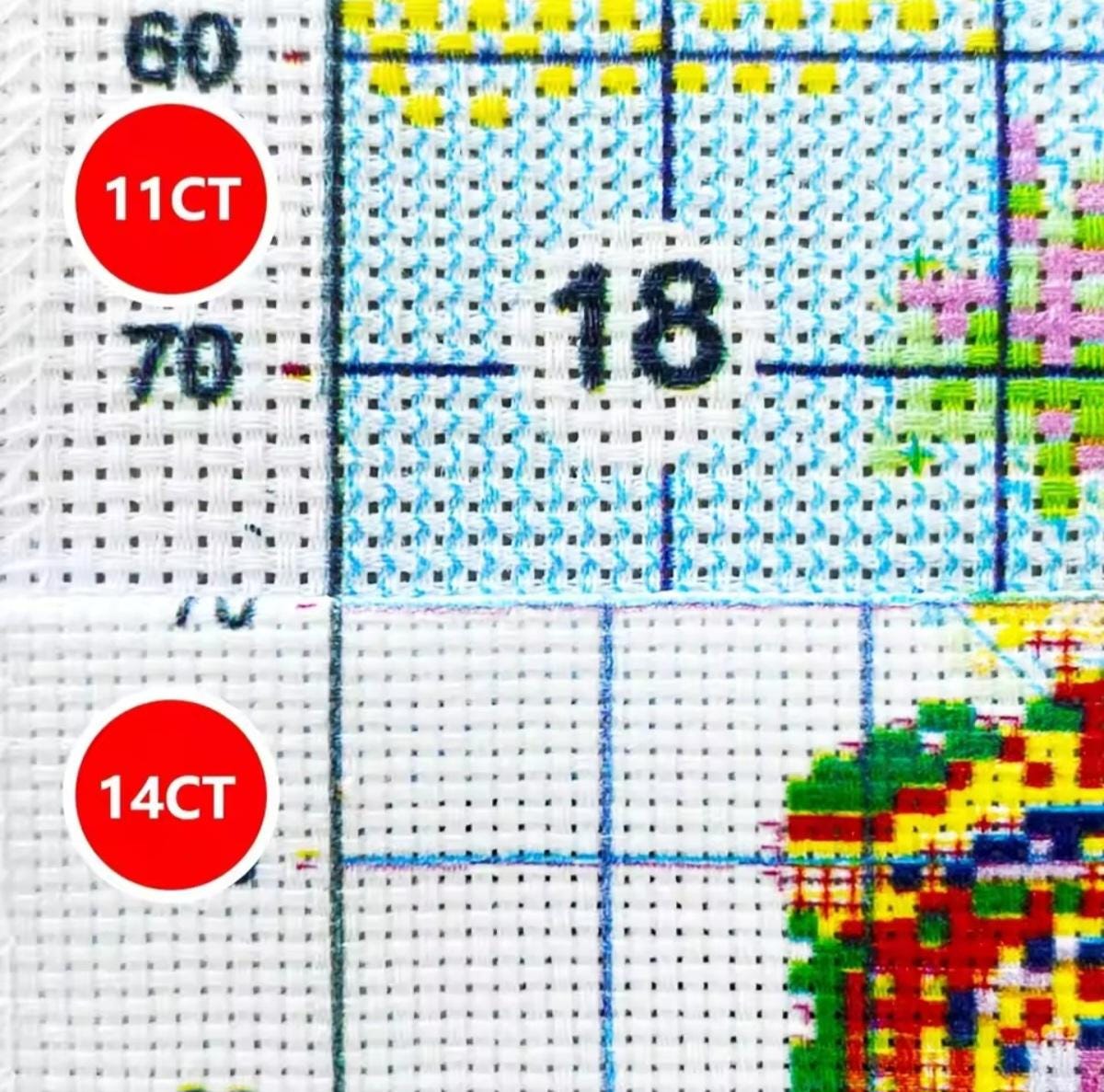 Printed Cross Stitch Kit, Embroidery Aida 11 or 14CT, Printed Cotton Fabric Canvas, 40x40 cm, Vibrant Handcraft
