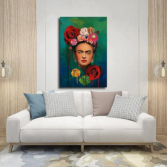 Paint by Number Kit, Frida Kahlo, LINEN Canvas, Framed or Unframed, Multiple Sizes, Vibrant Colors, Gift Mexican Art