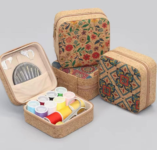 Mini Sewing Travel Kit, 4 Decorated Case Styles, Complete Tools, Threads, Scissors, Needles, Tape, Threading, Cute Craft on the Move