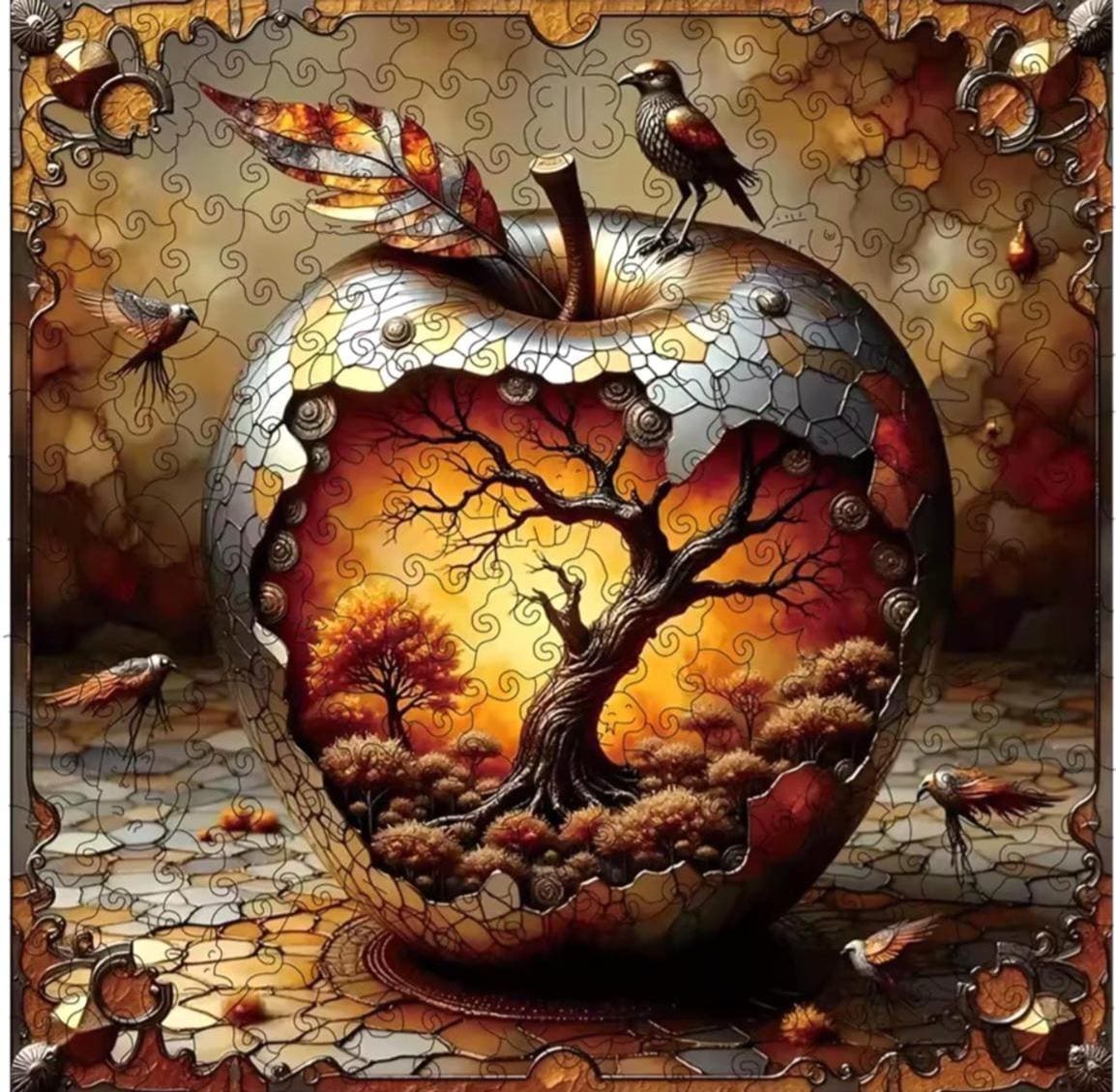 Wooden Jigsaw Puzzle, Autumn Season, 5mm Thick, Nature Lovers, Party Fun, Preserve as Decor