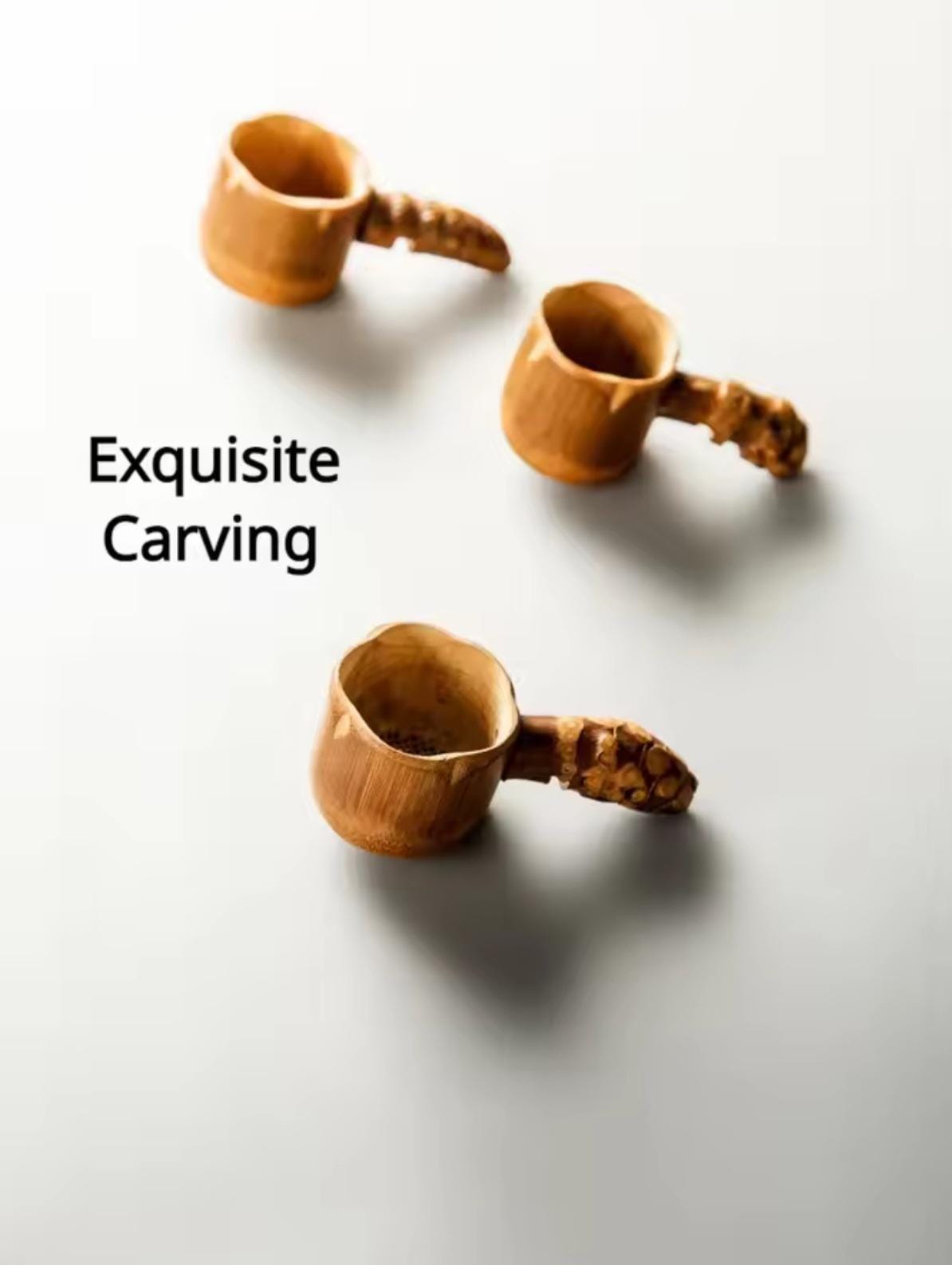 Natural Bamboo Tea Scoop Infuser, Carved, Varietal Tea Leaf Filter Sieve