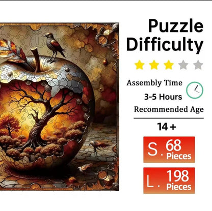Wooden Jigsaw Puzzle, Autumn Season, 5mm Thick, Nature Lovers, Party Fun, Preserve as Decor