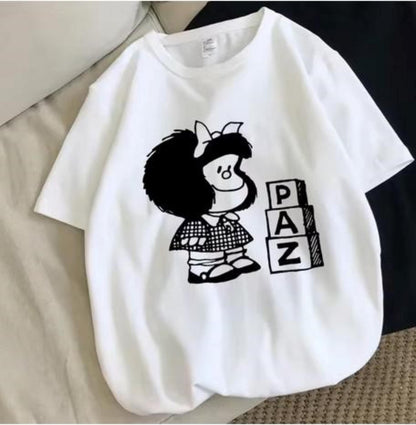 Mafalda Builds Peace T-shirt, Latin Spanish Icon, Funny top, Cultura Language, Comic T-shirt, Make Smiles, Adult or Child, Three Kings Day