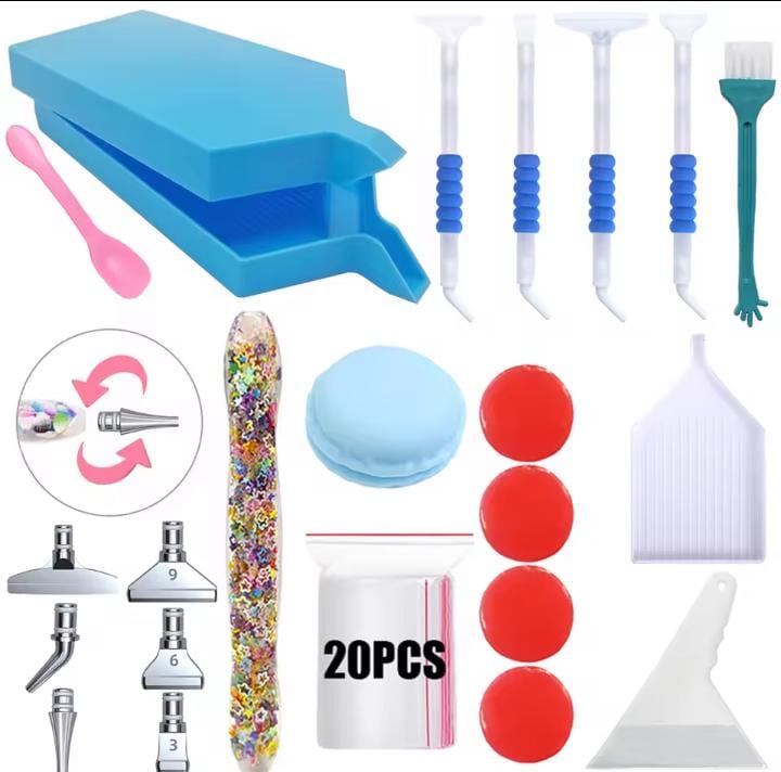 Diamond Paint Organizer, Tools-Pens-Trays, 20 Piece Set, Contain Crystals, Multiplacer included, Carrying Bag Optional, Beginner or Expert