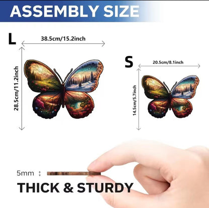 Wooden Jigsaw Puzzle, Unique Butterfly Shape, 5mm Thick, All 4 Seasons Holiday Party Fun, Nature Lovers, Preserve as Decor