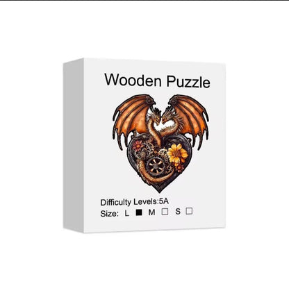 Puzle de Halloween de madera, dragón mecánico en forma de corazón, diversión para Halloween o fiestas, Steampunk, 5 mm de grosor extra, conservar como decoración de pared