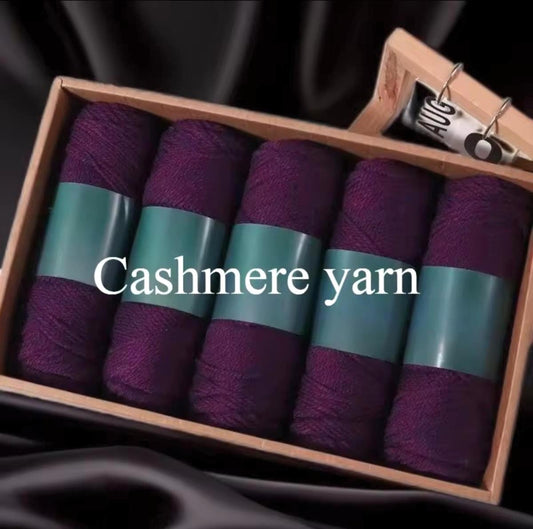 5 Set Cashmere Alpaca Wool Yarn in Box, Royal Purple, Crochet, Medium Thick, High Grade Handwoven, 500 grams Bundle, DIY Stocking Stuffer