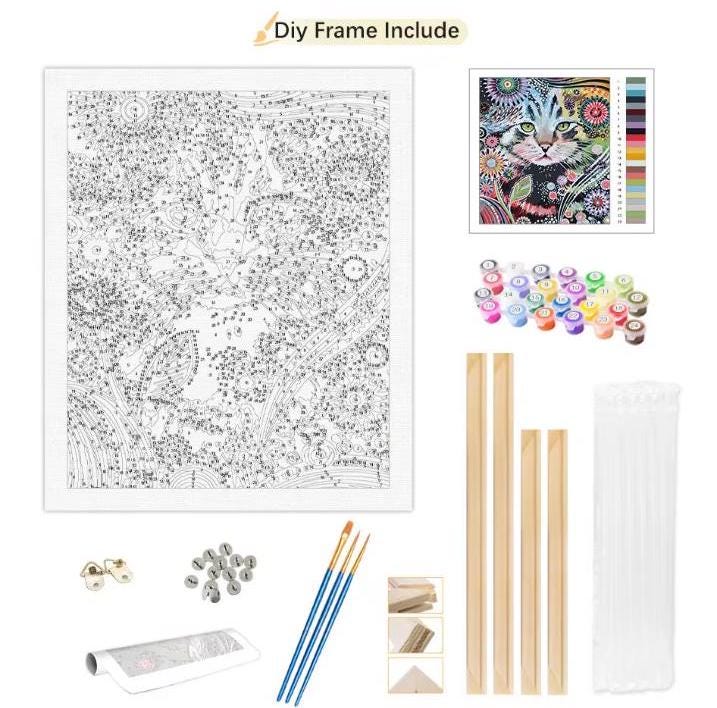 DIY Diego Rivera Paint by Numbers Kit, Linen Canvas, Framed/Unframed, Mexican Art