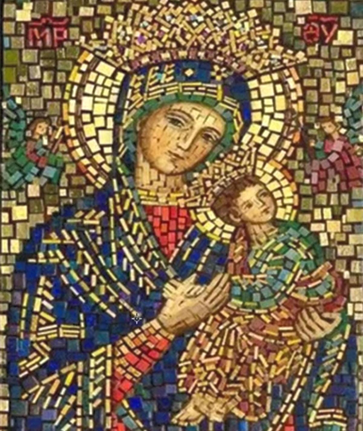 5D Diamond Paint DIY Kit, Our Lady of Perpetual Help, Round Drill, 30x40 cm, Religious Art, Gold Tones, Faith in Art, Art is Faith