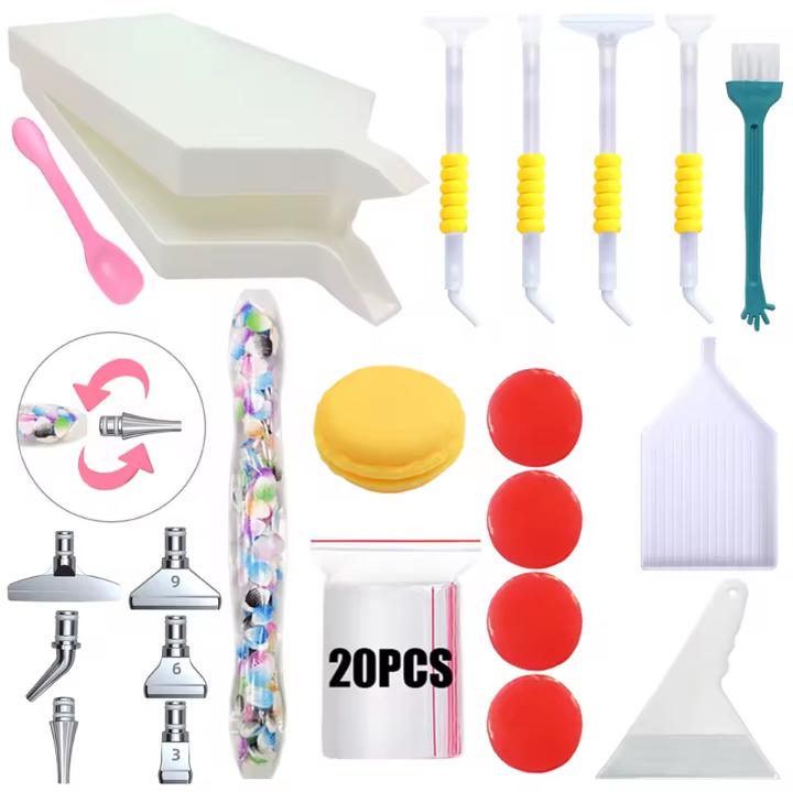 Diamond Paint Organizer, Tools-Pens-Trays, 20 Piece Set, Contain Crystals, Multiplacer included, Carrying Bag Optional, Beginner or Expert