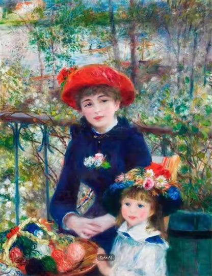 DIY Paint by Numbers Kit, Renoir, Two Sisters, LINEN Canvas, Framed or Unframed, Multiple Sizes, Learn a New Craft, Gift Classic Masterpiece