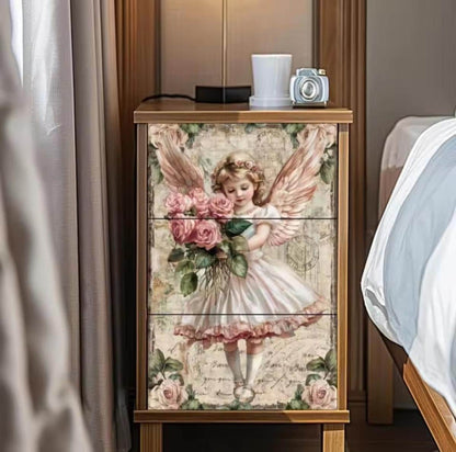 Transfer Decal, Decoupage, Angel Wings and Roses, Waterproof, 6x12, Decoupage or Poster, Adult or Child Decor, Angelic