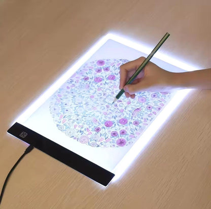 Thin LED Travel Drawing Pad, Protect Vision for Diamond Painting, Sketching Fabric, Sewing, Xstitch, Architect Design, Adjustable USB Light
