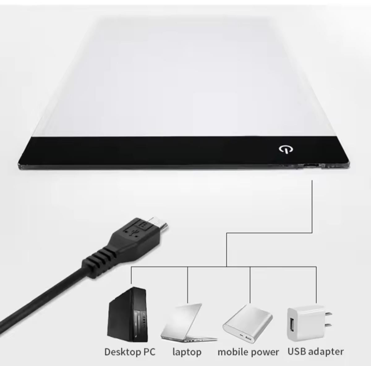 Thin LED Travel Drawing Pad, Protect Vision for Diamond Painting, Sketching Fabric, Sewing, Xstitch, Architect Design, Adjustable USB Light