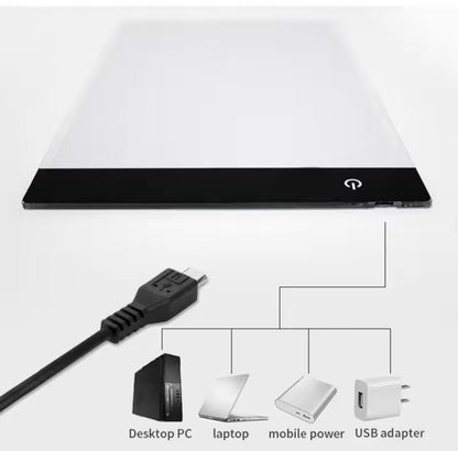 Thin LED Travel Drawing Pad, Protect Vision for Diamond Painting, Sketching Fabric, Sewing, Xstitch, Architect Design, Adjustable USB Light