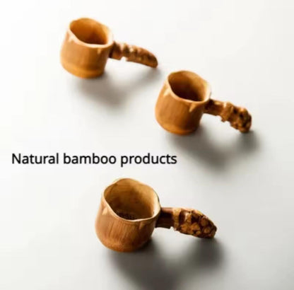 Natural Bamboo Tea Scoop Infuser, Carved, Varietal Tea Leaf Filter Sieve