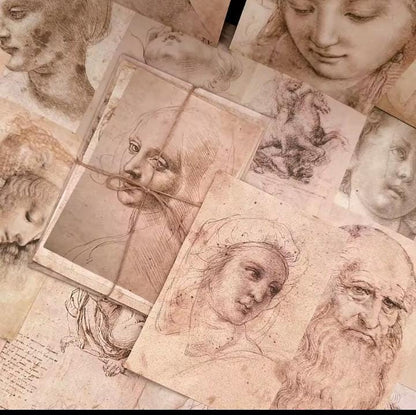 2 Pack Decorative Paper, Leonardo da Vinci Sketches, Gift wrap Renaissance Art, Decor, 30 Sheets Total in Double Set, 13x18 cm each