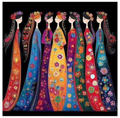 Printed Cross Stitch Kit, Embroidery Aida 11 or 14CT, Printed Cotton Fabric Canvas, 40x40 cm, Vibrant Handcraft