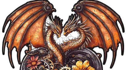 Puzle de Halloween de madera, dragón mecánico en forma de corazón, diversión para Halloween o fiestas, Steampunk, 5 mm de grosor extra, conservar como decoración de pared