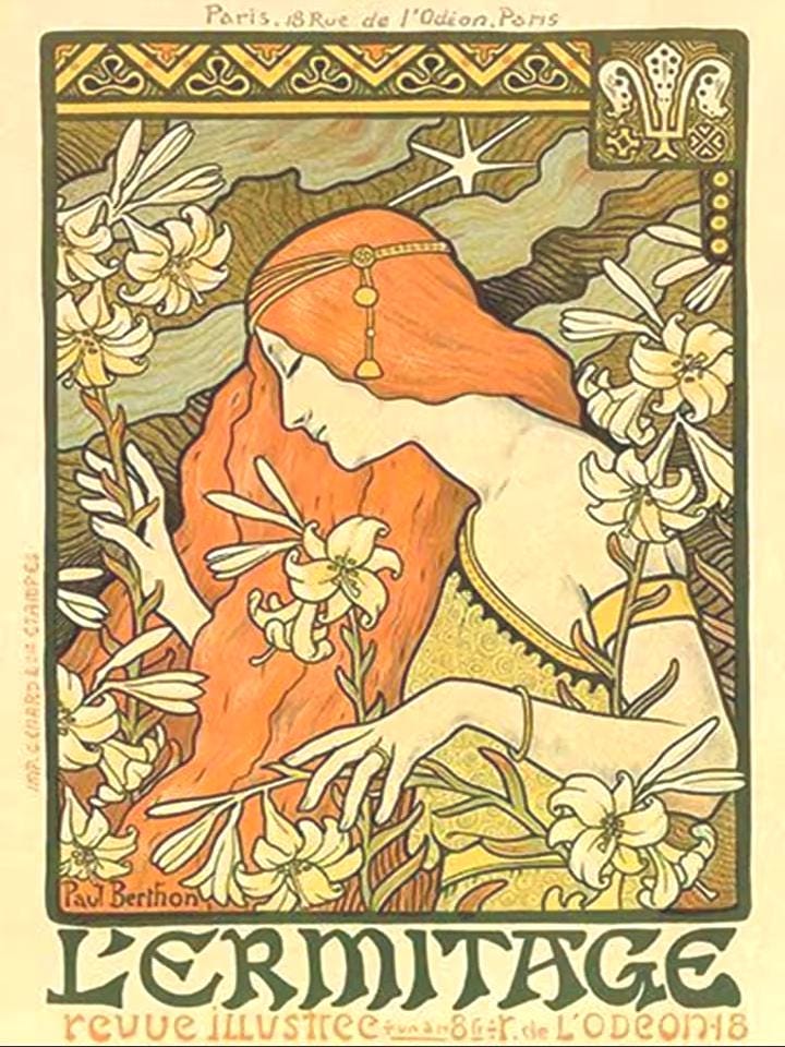 Diamond Paint Kit, Paul Berthon image, Vintage French Art Nouveau, 30x40 cm, Round Drill, Redhead Sheek