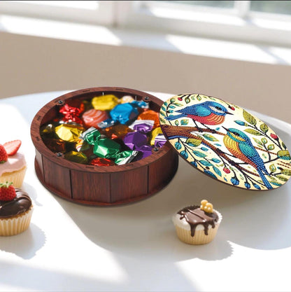 Diamond Paint Wooden Box Kit, SONGBIRD Design, Craft Storage for Snacks, Buttons, Drills, Scraps, Handmake Artisan Gift