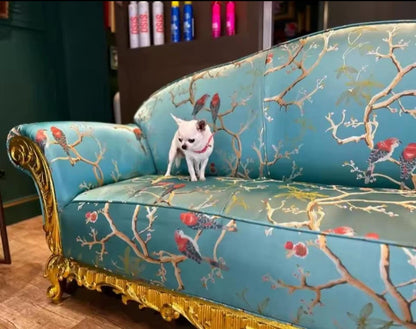 Fabric, Aqua Jacquard, Birds Blossoms, Clothing, Upholstery Pillows Curtains, Collages, Fabric Crafts, 150 cm Wide, Sold By The Meter, Soft