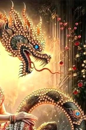 Diamond Paint Kit, Beauty and the Dragon, Asia Inspired Craft, DIY Crystal Mosaic, Round Drill, 30x25 cm, Easy Beginners, Dynamic