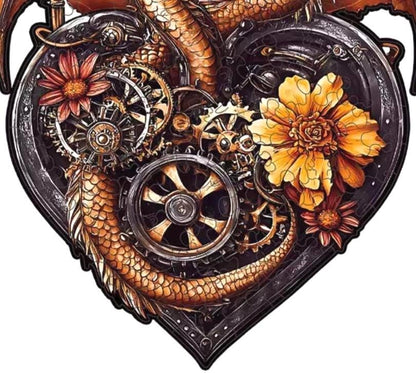 Puzle de Halloween de madera, dragón mecánico en forma de corazón, diversión para Halloween o fiestas, Steampunk, 5 mm de grosor extra, conservar como decoración de pared