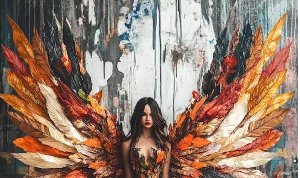 DIY Paint by Numbers Kit, Goth Autumn Angel, LINEN Canvas, Framed or Unframed, Multiple Sizes, Learn a New Craft, Dramatic All Year Round