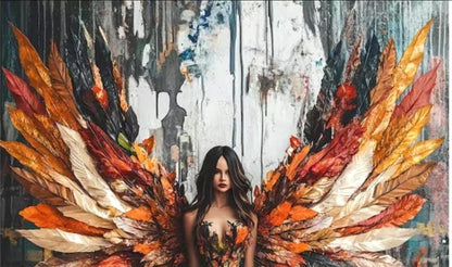 DIY Paint by Numbers Kit, Goth Autumn Angel, LINEN Canvas, Framed or Unframed, Multiple Sizes, Learn a New Craft, Dramatic All Year Round
