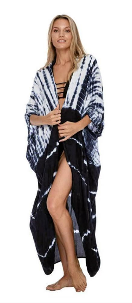 Kimono Retro Fashion, Swim Beach Pool Cover Up with Sash, Halo Dyeing, Oversized Robe, Summer Cardigan, Sexy Covers, One size all body types