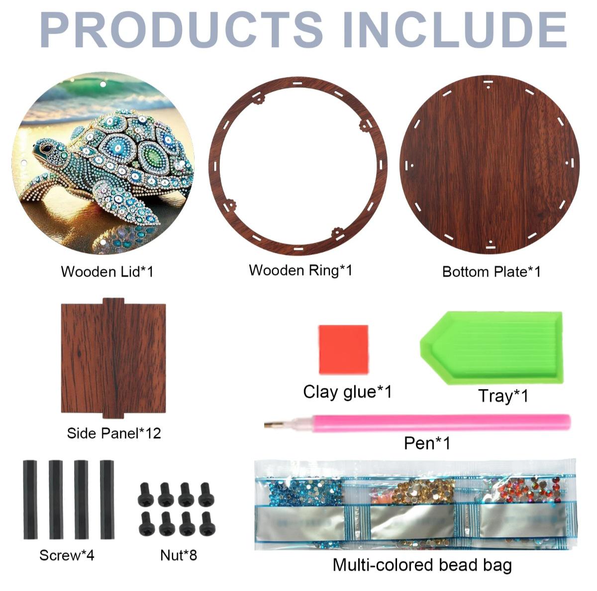 Diamond Paint a Wooden Box Kit, LADYBUG Design, Craft Storage for Snacks, Buttons, Drills, Scraps, Handmake Artisan Gift