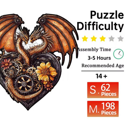 Puzle de Halloween de madera, dragón mecánico en forma de corazón, diversión para Halloween o fiestas, Steampunk, 5 mm de grosor extra, conservar como decoración de pared