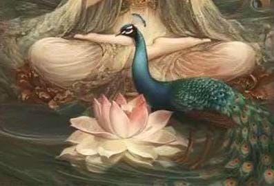 DIY Embroidery Kit, Buddha & Peacock Printed Cross Stitch, 9 or 11 CT, Silk Thread Technique, Beginner Needlepoint