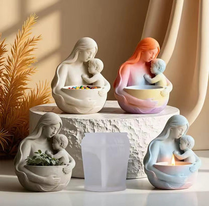 3D Silicone Mold, Christmas Holy Mother Child, Holder for Candle Plants or Buttons, 8.9x7.9 cm, Religious Art, Gift Portable Sculpture