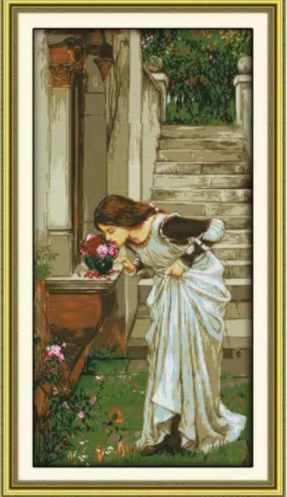 Printed Cross Stitch Kit, Embroidery Aida 14 16 or 11CT, Printed Cotton Fabric Canvas, Elegant Handcraft
