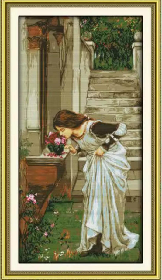Printed Cross Stitch Kit, Embroidery Aida 14 16 or 11CT, Printed Cotton Fabric Canvas, Elegant Handcraft