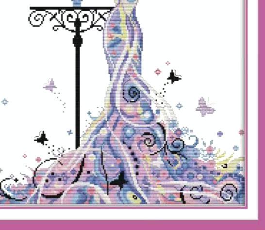Madam Butterfly Embroidery Kit, Cross-stitch 11CT, LARGE Canvas Printed or Unprinted, Learn a New Craft