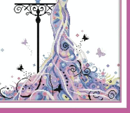 Madam Butterfly Embroidery Kit, Cross-stitch 11CT, LARGE Canvas Printed or Unprinted, Learn a New Craft