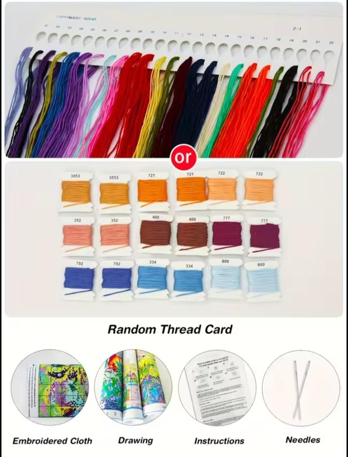 Printed Cross Stitch Kit, Embroidery Aida 11 or 14CT, Printed Cotton Fabric Canvas, 40x40 cm, Vibrant Handcraft