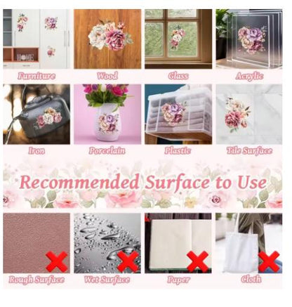 Transfer Decal, Decoupage, Angel Wings and Roses, Waterproof, 6x12, Decoupage or Poster, Adult or Child Decor, Angelic